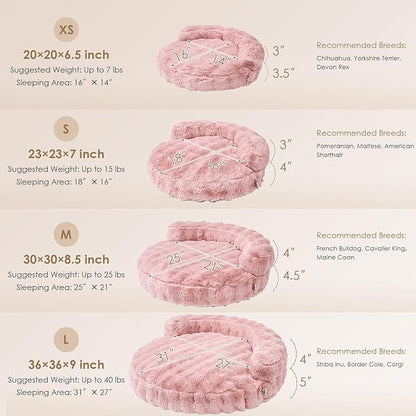 EHEYCIGA Dog Bed Medium Size Dog, Fluffy Small Dog Couch with Removable Washable Cover, Bolster Pet Sofa, Waterproof and Non-Slip, 30" x 30"x 8.5", Pink