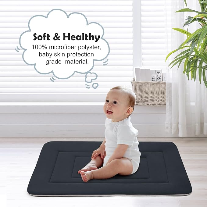 JoicyCo Dog Bed Soft Dog Crate Bed Pad Mat, 42 in Non Slip Bottom Washable Beds for Large Dogs, Pet Bed Mattress Kennel Pad, Dark Gray