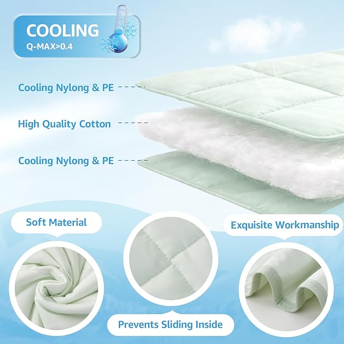 PICK FOR LIFE Cooling Blanket for Dogs, 0.4 Q-MAX Pets Cooling Comforter for Bed Cover, Summer Blanket for Large Dogs Washable, Soft Lightweight Cold Mats for Pet Hot Weather Sleeping (48"×62"/Green)