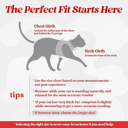 rabbitgoo Cat Harness and Leash Set for Walking Escape Proof, Adjustable Soft Kittens Vest with Reflective Strip for Cats, Comfortable Outdoor Vest, Red, M