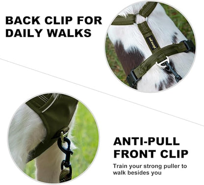 Plutus Pet No Pull Dog Harness, Reflective Adjustable Dog Vest Harness with Handle, Escape Proof, Soft Padded for Small Medium Large Dogs (Ranger Green, XS)