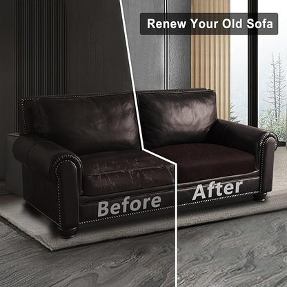 ANARACHON Leather Look Couch Cushion Covers Sofa Seat Slipcovers Sets Couches Furniture Protector for Sectional Armchair Loveseat Pets Kids Stretch Spandex Fabric (2 Cushion Loveseat, Chocolate)