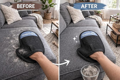 Pet Hair Removal Gloves 2 Pack – Removes Loose Pet Hair from Furniture, Couch, Clothes & Car – Dog & Cat Grooming Mitt – Reusable Fur Remover for Home Cleaning & Bath Massage