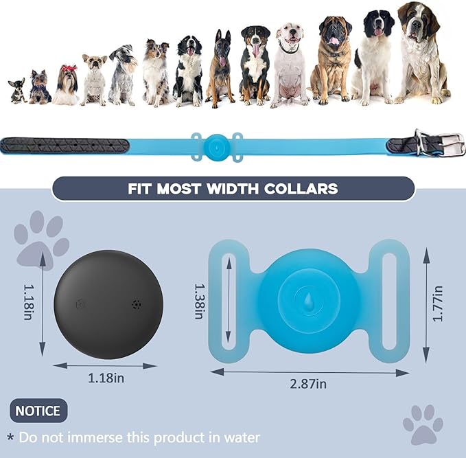 GPS Tracker for Dogs, Mini GPS Cat Tracker, IPX8 Waterproof GPS Trackers for Cats with Holder, No Monthly Fee, Work with Apple Find My(iOS Only), Smart Trackers for Dogs-YGBlue-4