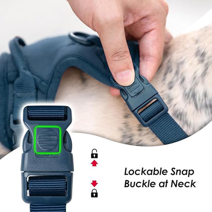 No Pull Dog Harness, Puppy Vest with Front Clip for Small Medium Large Sized Dog(Prussian Blue,L)
