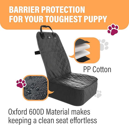 Active Pets Dog Car Seat Cover, Waterproof Front Seat Protector for SUV Truck Sedan, Pet Safety Travel Comfort System with Universal Fit, Grey