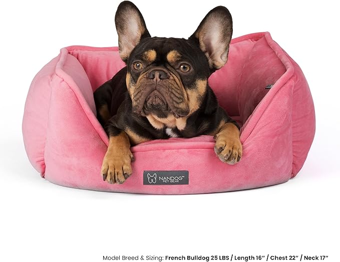 NANDOG Reversible Dog Bed from The Signature Collection– Luxury Cloud-Soft Pet Bed for Small to Medium Dogs & Cats, Premium Pet Gear, Reversible Design, Plush Comfort, Modern Style - Pink