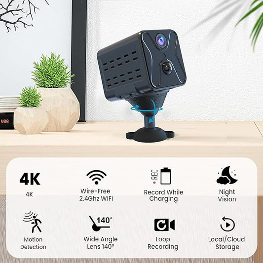 javiscam Mini Spy Camera 2026 Upgraded 4K Mini Hidden Camera,WiFi Cam with Night Vision,Remote Viewing,2800mAh Long Battery Life, Motion Detection,SD/Cloud,Security Camera for Baby and Pets