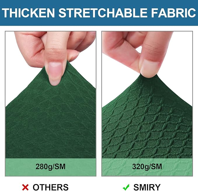 Smiry Waterproof Seat Covers for Dining Room Chairs Set of 8, Stretch Jacquard Removable Washable Chair Seat Slipcovers Protector, No Rear Covers, Emerald Green