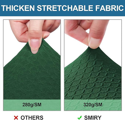 Smiry Waterproof Seat Covers for Dining Room Chairs Set of 8, Stretch Jacquard Removable Washable Chair Seat Slipcovers Protector, No Rear Covers, Emerald Green