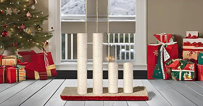 Barelove Cat Scratching Post Replacement, 4 Pieces Cat Scratcher Cat Tree Replacement Parts, 15.4'' x 2.67" Dia + 7.87“ x 2.67" DiaNatural Sisal Rope Cat Scratch Posts Include M8 Screws