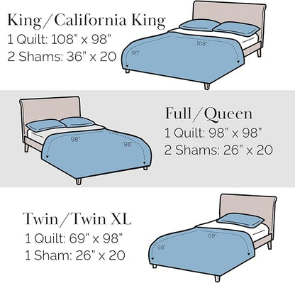 Southshore Fine Living, Inc. King Quilt Bedding Set, Quilted Comforter, Coverlet Bed Spread for California Kings, Luxury Bedding King Quilt Set, Lightweight Quilted Bedspread w/Shams, Bone (Pack of 2)