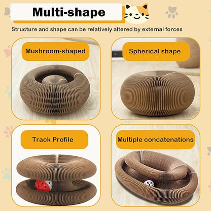 Kitty Kurlz Cat Toys Magic Organ Cat Scratcher Shape Shifting Cat Toy with Catnip Balls Cat Puzzle Toy Accordion Ultimate Interactive Kitten Toys for Indoor Cats