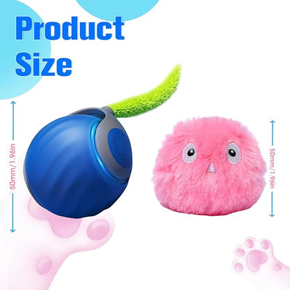 2 Pcs Cat Toy Ball, Speedy Sprint Balls and Chirping Ball, Cat Interactive Toy for Indoor, Kitty Kitten Catnip Exercise Toys
