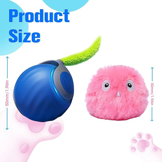 2 Pcs Cat Toy Ball, Speedy Sprint Balls and Chirping Ball, Cat Interactive Toy for Indoor, Kitty Kitten Catnip Exercise Toys
