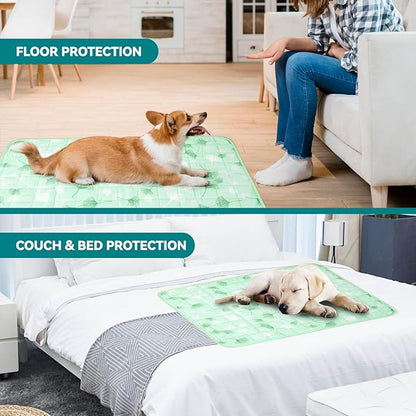 SUPRIY Pet Cooling Mat for Dogs & Cats - Qmax 0.4 Waterproof Cooling Pad, Summer Heat Relief Mat with Japanese Polyester Tech, 3 Sizes Indoor/Outdoor Use (27.5 * 38.5, Green Ginkgo Leaves)