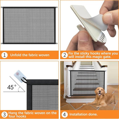 Dog Gate for Stairs Pet Gates for The House: Dogs Screen Mesh Gate for Doorways Stairways Indoor 29 inches Tall, 41 inch Wide, Fits Openings 36'' to 39'' Wide