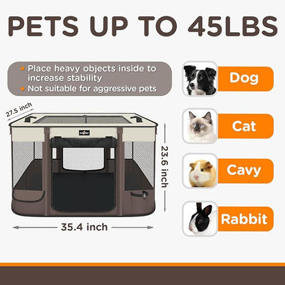 Paw Ballet Foldable Pet Kitten Playpen, Upgrade Waterproof Portable Dog Cat Playpen Kennel Tent for Small Cat Dog, Retractable Shade Cover with Carrying Case, Indoor Outdoor Use for Small Pet.