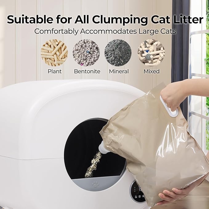 Fsitego Self Cleaning Cat Litter Box: Extra Large Automatic Litter Box for Multiple Cats, Odor-Free, App-Controlled, Ambient Light Waste Disposal
