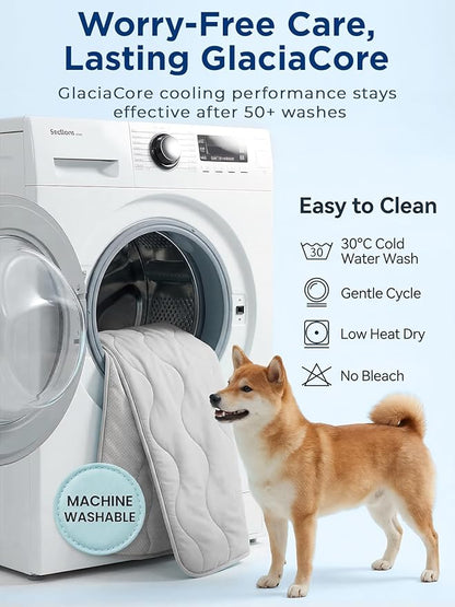 Dog Cooling Mat for Extra Large Dogs, 48"x30" Breathable Self Cooling Crate Mat for Dogs & Cats, QMAX>0.5 Portable Washable Pet Cooling Mat for Dog Bed, Thickened Cool Fiber Indoor/Outdoor Summer,Grey