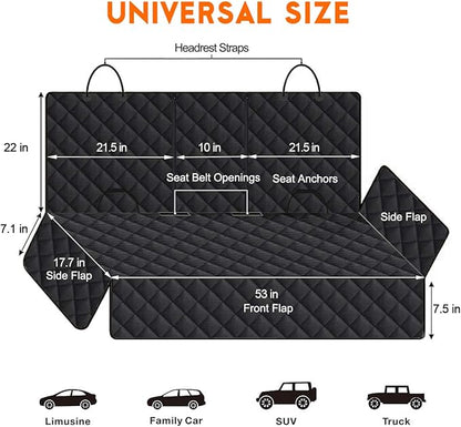 Yuntec Dog Car Seat Cover, Back Seat Cover for Dogs Pet Car Seat Protector Waterproof Bench Car Seat Cover, Non-Slip Reat Seat Cover fits Middle Armrest for Most Cars Trucks SUVs - Black