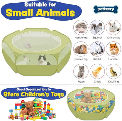 Small Animal Playpen with Zippered Top, Portable Waterproof Pet Cage (47"x23") for Kitten, Bunny, Guinea Pig, Hamster, Chicken Brooder, Indoor & Outdoor Exercise Pen, Foldable Design