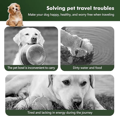 Collapsible Dog Bowls, Travel Food and Water Double Bowl for Cats & Dogs, 2-in-1 Portable BPA-Free Feeding Solution, Perfect for Traveling, Camping & Walking (S/ 60oz)
