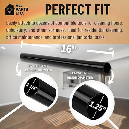 1.25 Inch Vacuum Extension Wands, 32mm Vacuum Accessories & Attachments | 15.75" Extension Wand Vacuum Pipe Tubes for Shop Vac, Wet/Dry Vacuums, and More| with 1-1/4" Fitting (3 Pack)