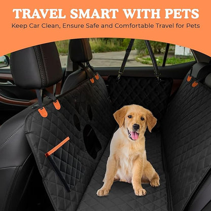 Dog Car Seat Cover For Back Seat, 100% Waterproof Hammock & Back Seat Protector 137*147 cm (54*58 in), Heavy Duty 600D Oxford, Non-Slip, Scratchproof, Easy to Clean, Universal Fit for Cars,