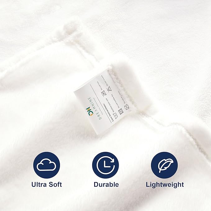 DREAMNINE Extra Large Solid Soft Comfy Fluffy Fleece Bed Blanket King Size 90" x 108", Luxury Decorative Fuzzy Blankets for Bedroom, Big Cozy Shaggy Warm Flannel Blanket for Winter Autumn Pet, White