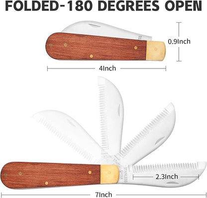 Hand Stripping Tools for Horse Dog Grooming Shedding Blade Stripping for Horse Bot Eggs,Right Handed Fold Up Design