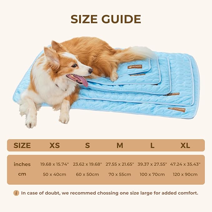 Pelsbarn Dog Cooling Mat- Ice Silk Summer Comfort, Self Cooling, Non-Slip Dog Pad, Durable & Washable, Mat for Extra Large Dogs 33"" x 45"", Support Shelter Dogs with Every Purchase (Blue)