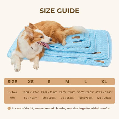 Pelsbarn Dog Cooling Mat- Ice Silk Summer Comfort, Self Cooling, Non-Slip Dog Pad, Durable & Washable, Mat for Small Dogs 18"" x 21"", Support Shelter Dogs with Every Purchase (Blue)