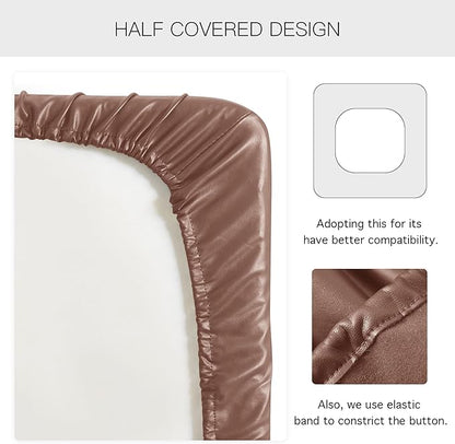 Yates Home PU Leather Couch Sofa Cushion Slipcover Water-Proof Elastic Chair RV Seat Covers Loveseat Slip Cover for Seater Replacement in Living Room（2 Piece Large Sofa Cushion Covers,Light Brown