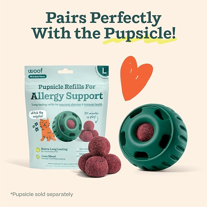 WOOF Pupsicle Refill Pops for Allergy Support for Dogs - Allergy Dog Treats for the Pupsicle Toy to Support Your Dog’s Natural Immune Defenses - Extra Large Pops - 5 Count