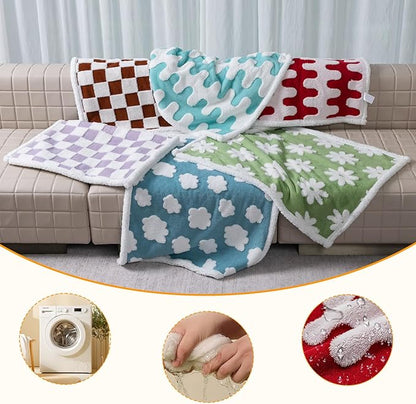 Waterproof Pet Blanket,Dog Bed Covers Couch Sofa Stylish Jacquard Pets Throw Blankets for Puppy Cats Washable Reversible Furniture Protection Covers (Red Wave,XL)