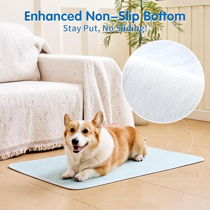 Dog Cooling Mat - Instant 6-12°F Drop, Cooling Mat for Pets Q-MAX >0.5 & Machine Washable, Anti-Slip Bottom, Cool Relief Bed for Dogs & Cats Light Blue 28" x 22"