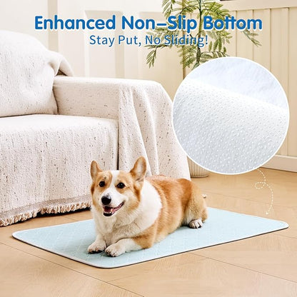 Dog Cooling Mat - Instant 6-12°F Drop, Cooling Mat for Pets Q-MAX >0.5 & Machine Washable, Anti-Slip Bottom, Cool Relief Bed for Dogs & Cats Light Blue 42" x 28"