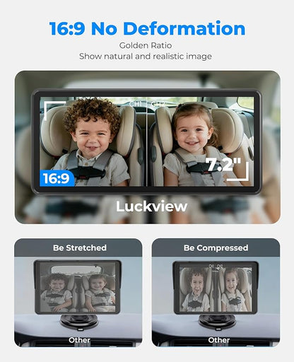 BM5PRO 7.2" 1080P HD Baby Car Camera for 2 Kids, Split Screen with IR Night Vision, Easy to Install & Adjust Brightness, Dual Car Camera Baby Monitor for Rear Seat Safety (Blue)