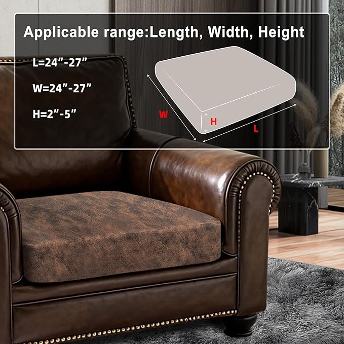 ANARACHON Leather Look Couch Cushion Covers Sofa Seat Slipcovers Sets Couches Furniture Protector for Sectional Armchair Loveseat Pets Kids Stretch Spandex Fabric (1 Cushion Armchair, Dark Brown)