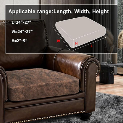 ANARACHON Leather Look Couch Cushion Covers Sofa Seat Slipcovers Sets Couches Furniture Protector for Sectional Armchair Loveseat Pets Kids Stretch Spandex Fabric (1 Cushion Armchair, Dark Brown)