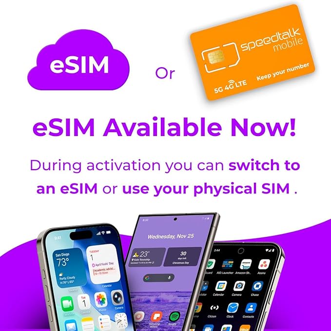 SpeedTalk Mobile SIM Card Starter Kit, Smartphone Cell Phone, GPS Tracker and IoT, Plan Starting at $5 Prepaid, Data, Talk and Text, High Speed 5G 4G LTE, Android iOS, USA, 3 in 1 SIM Kit