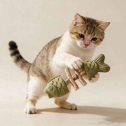 Purrident - Fix Cat Dental Health - Natural Dental Chew for Cats, Fishbone Shape Cat Teething Toy with Catnip, Durable Feline Tooth Care Tool for Indoor & Adult Cats (3CPS-C)