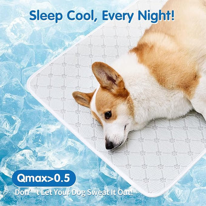 Dog Cooling Mat - Instant 6-12°F Drop, Cooling Mat for Pets Q-MAX >0.5 & Machine Washable, Anti-Slip Bottom, Cool Relief Bed for Dogs & Cats Light Gray 28" x 22"