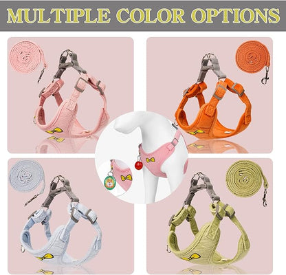 No Pull Dog Harness with Leash Pet Soft Vest Harness and Leash Set Dog Cat No Choke Escape Proof Harness Reflective Step in Harness for Small Medium Dogs Cats(Pastel Green, Large)