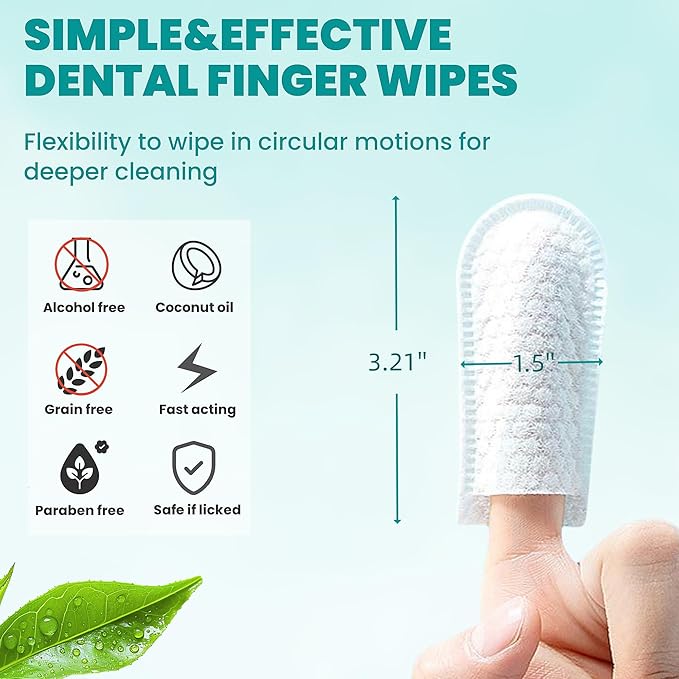 MEDUWEDU Dental Care Finger Wipes 120 Counts,Teeth Cleaning Finger Wipes for Dogs & Cats,Reduces Plaque & Supports Oral Freshness, Coconut Scent