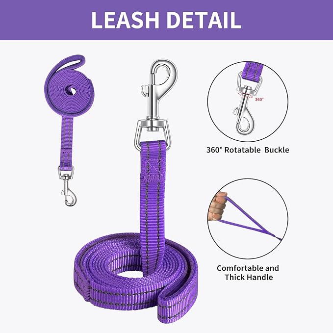 AMTOR Small Dog Harness with Leash Set, No Escape Easy Walk Puppy Harnesses for Training Walking, Step-in Reflective Soft Dogs Vest for XS S Medium Extra-Small Large Sized Dog(Purple,XL)