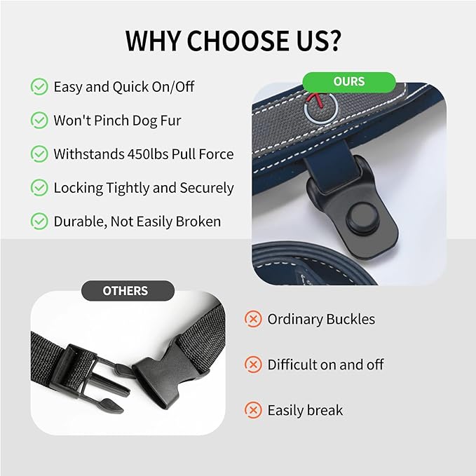 Magnetic Dog Harness and Leash Set with Quick Release Buckle, Easy On & Off Faux Leather Puppy Harness and Leash with Handle for Medium, Large Sized Dog