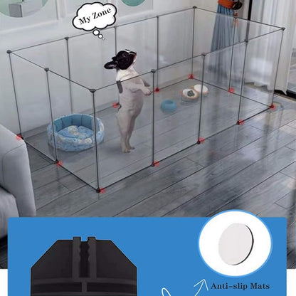 BRIAN & DANY Pet Dog Playpen, Clear Acrylic Puppy Dog Play Pen Indoor, Portable Small Animal Transparent Fence Panels for Rabbit, Kitten, Bunny, Cat, 28 X 20 Inch