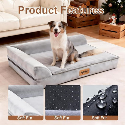 Dog Bed Medium Size Dog, Orthopedic Dog Bed for Medium Dogs, Waterproof Memory Foam Pet Bed, Dog Couch Sofa with Washable Removable Cover, Grey - 27.95x23.2x6.3in